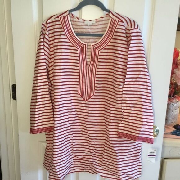 NWT. Charter Club Striped Linen Blend Tunic Sz XXL - Picture 1 of 9